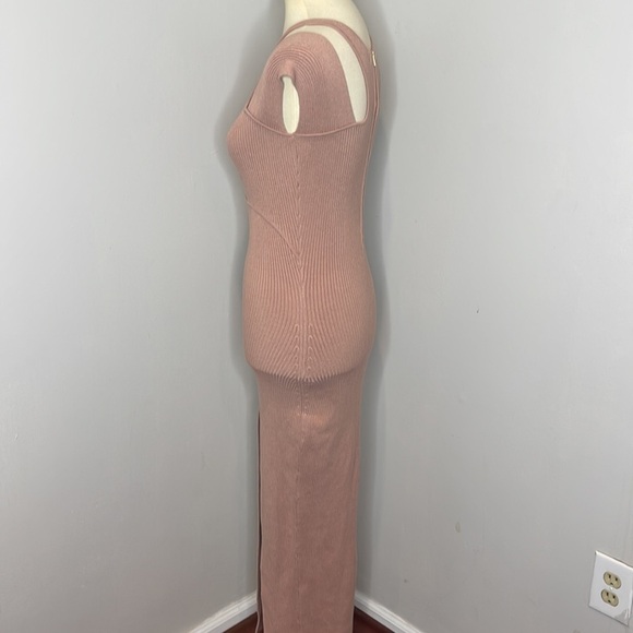 Self Portrait | Ribbed Knit‎ Cutout Midi Dress Rose | M - Picture 3 of 10